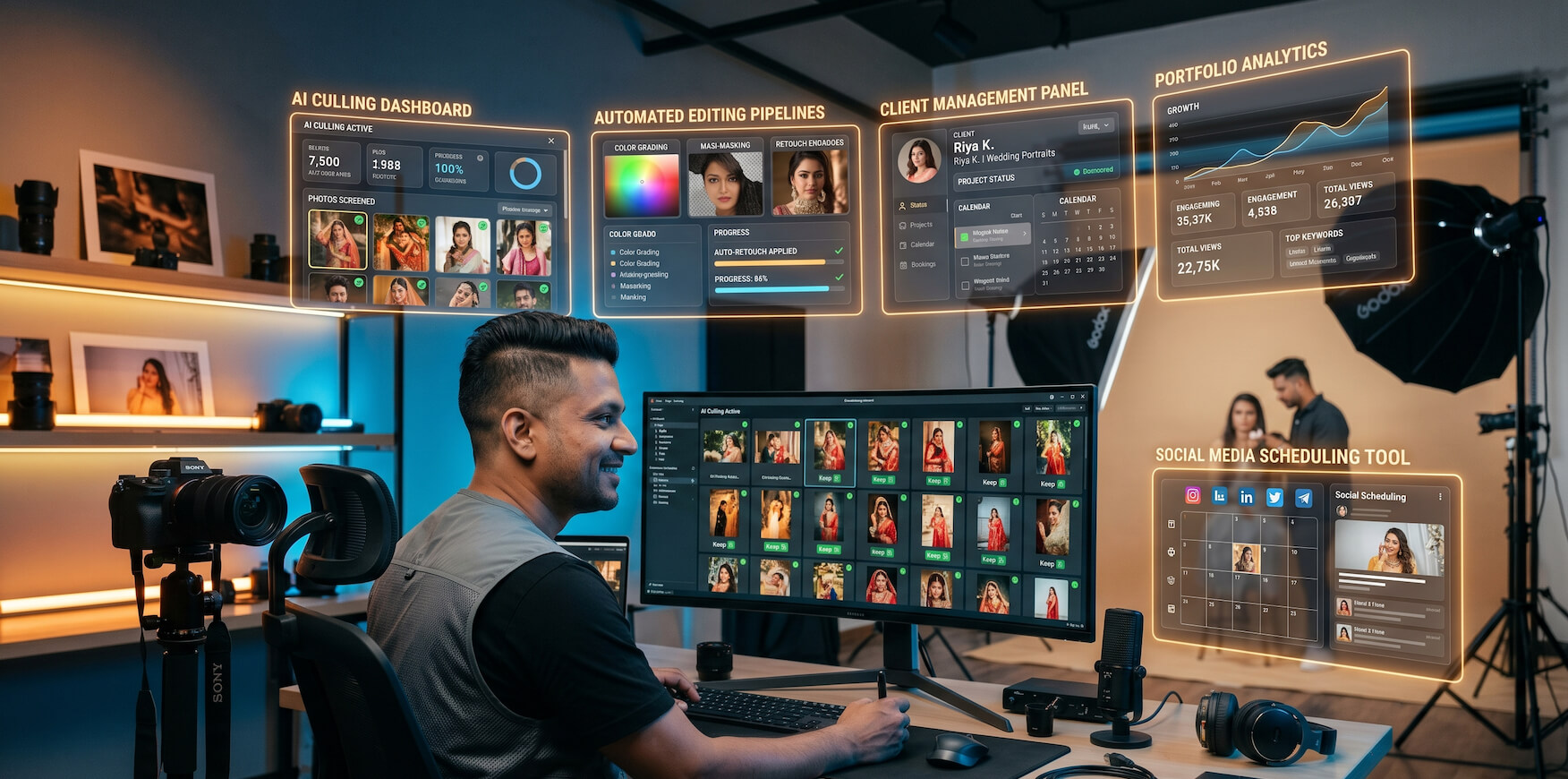 A professional photographer using the top AI apps to edit faster, attract clients and grow their photography business in 2026