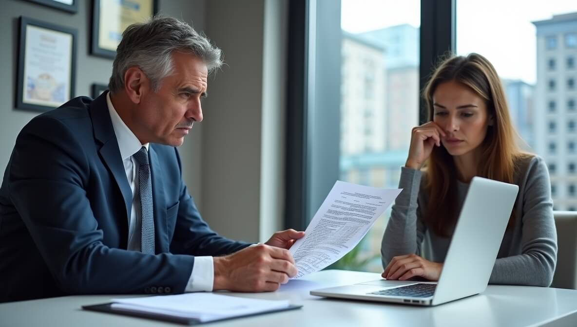 Attorney helping a client respond to an insurance claim denial.