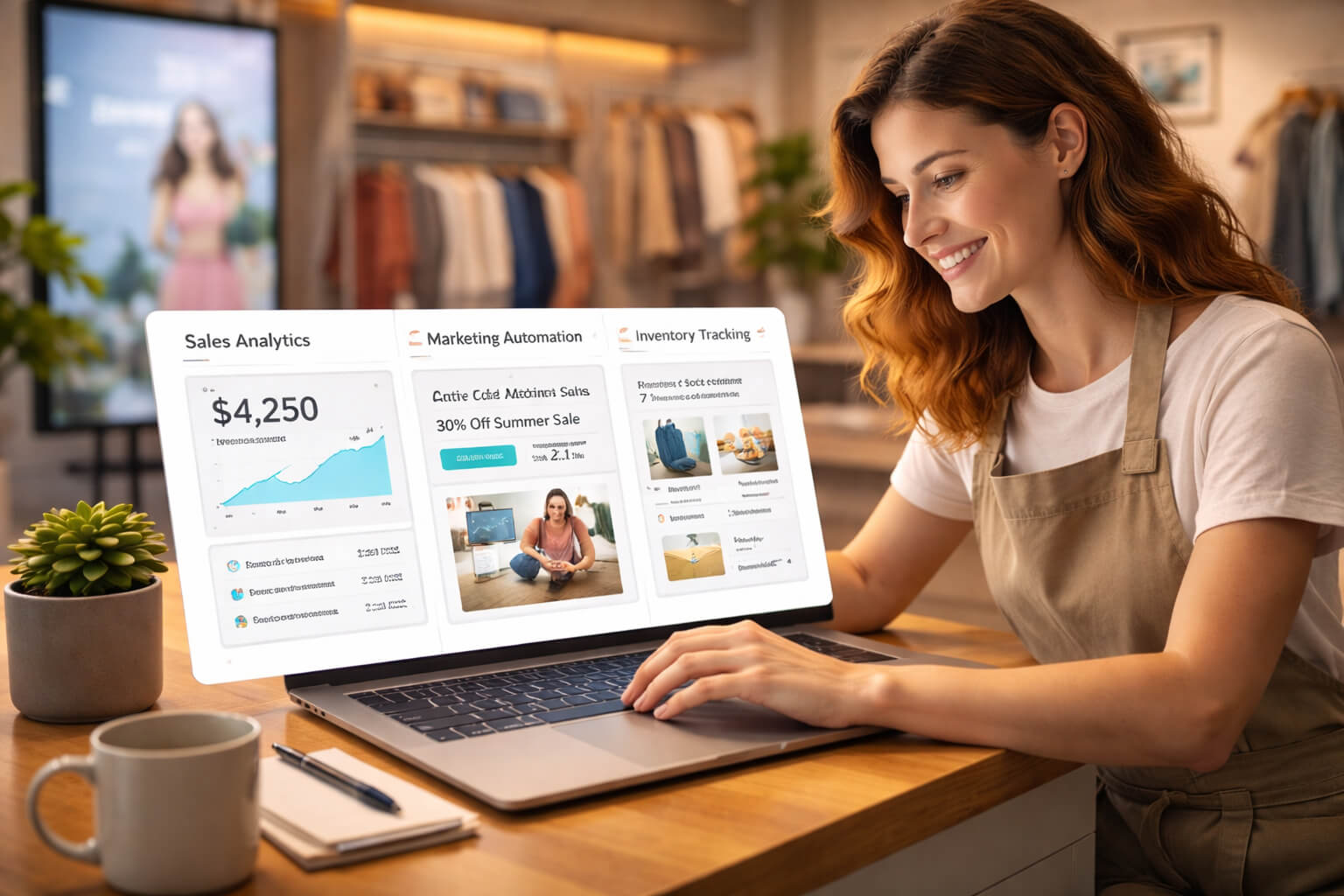 Beginner retail store owner using AI tools to manage sales and operations