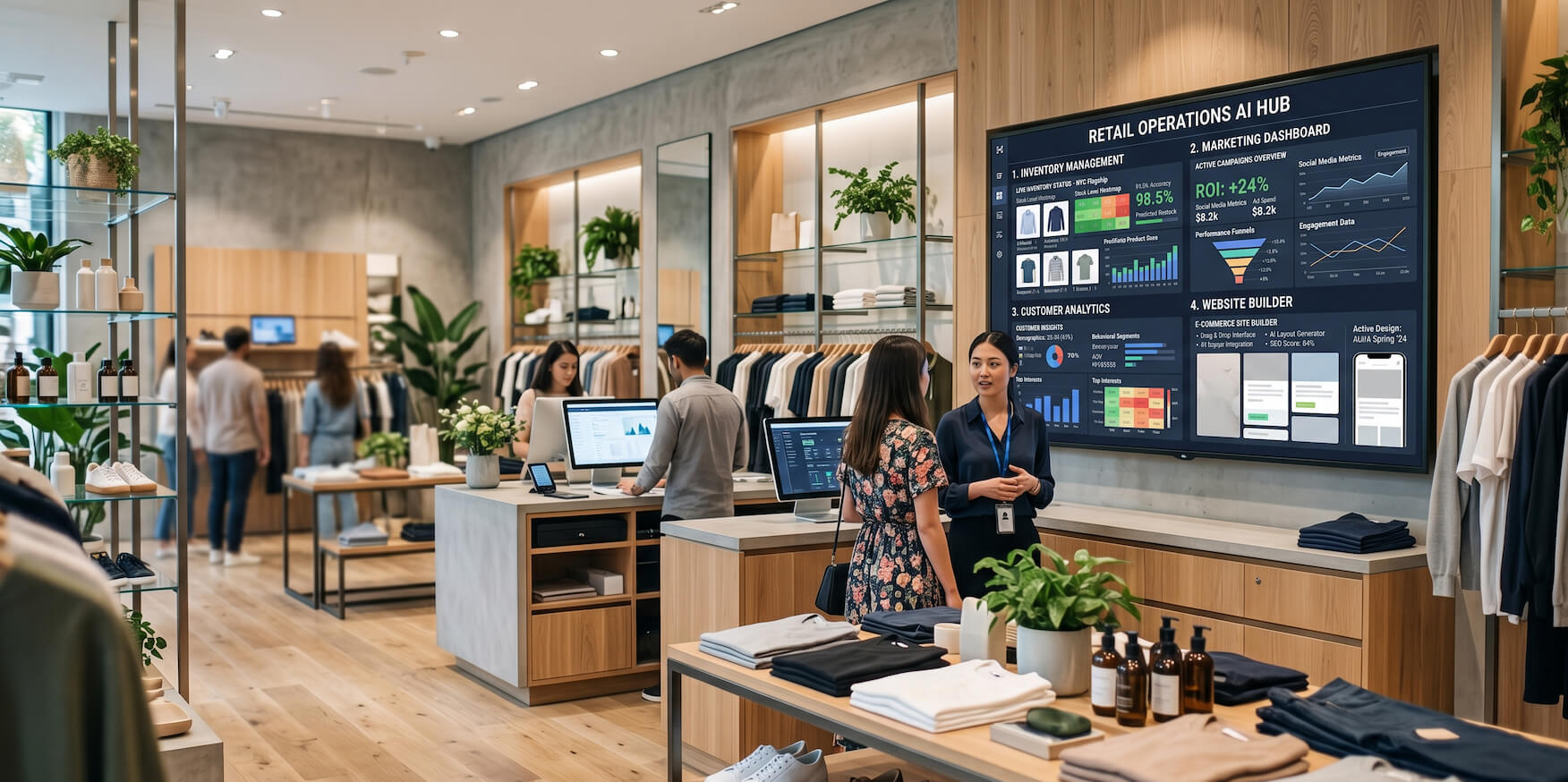 Comparison of AI tools for retail stores showing different business workflows