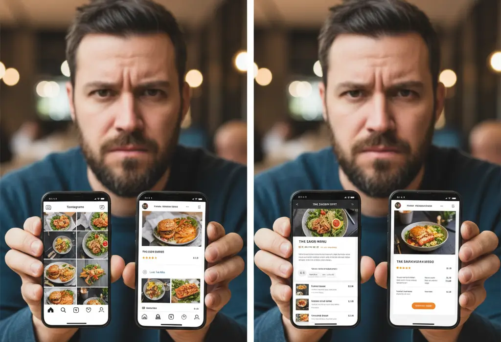 Diners leaving a restaurant choice because they cannot find the menu online.