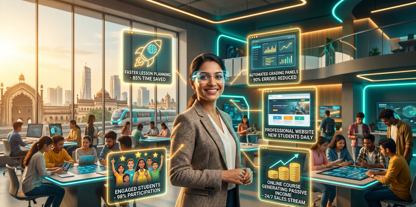An educator experiencing the full benefits of AI tools for teaching effectiveness and career growth in 2026