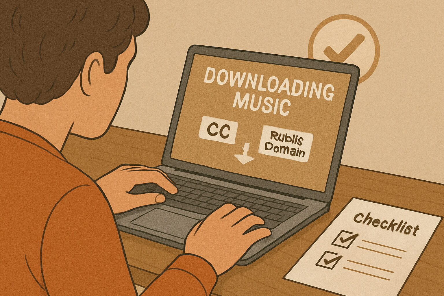 Safe and legal free music download in 2025, showing trusted sources and licensing tags on a computer screen.