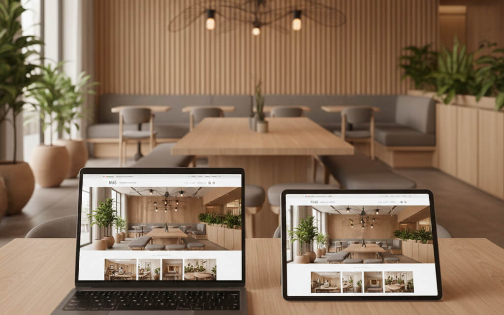 Modern restaurant décor trends in 2026 showcased through interior design and website visuals.