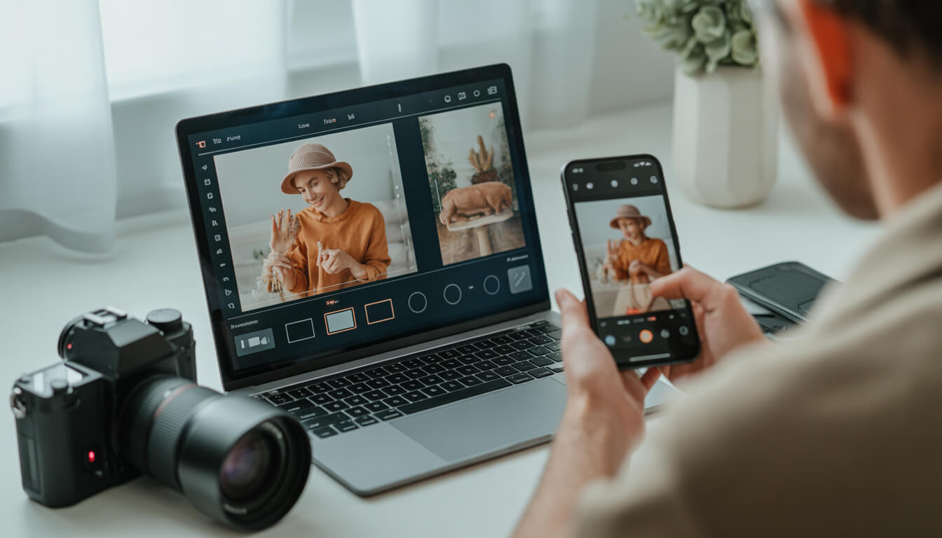 Beginner photographer using AI tools to edit and enhance photos