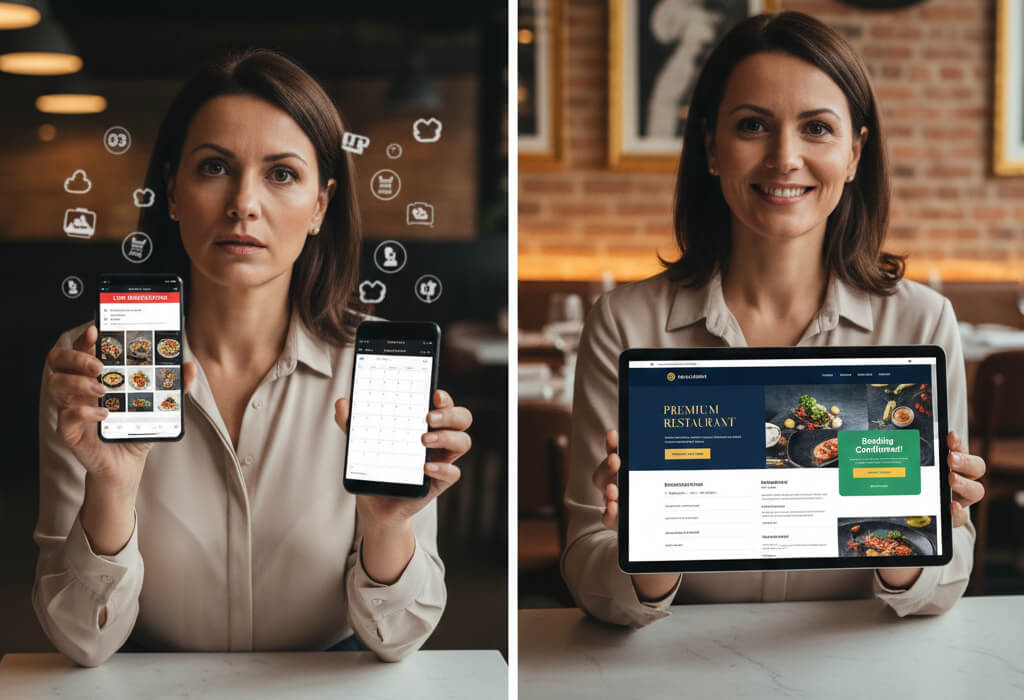 Restaurant owner increases bookings by 40% after launching a modern website with online menu and reservations.