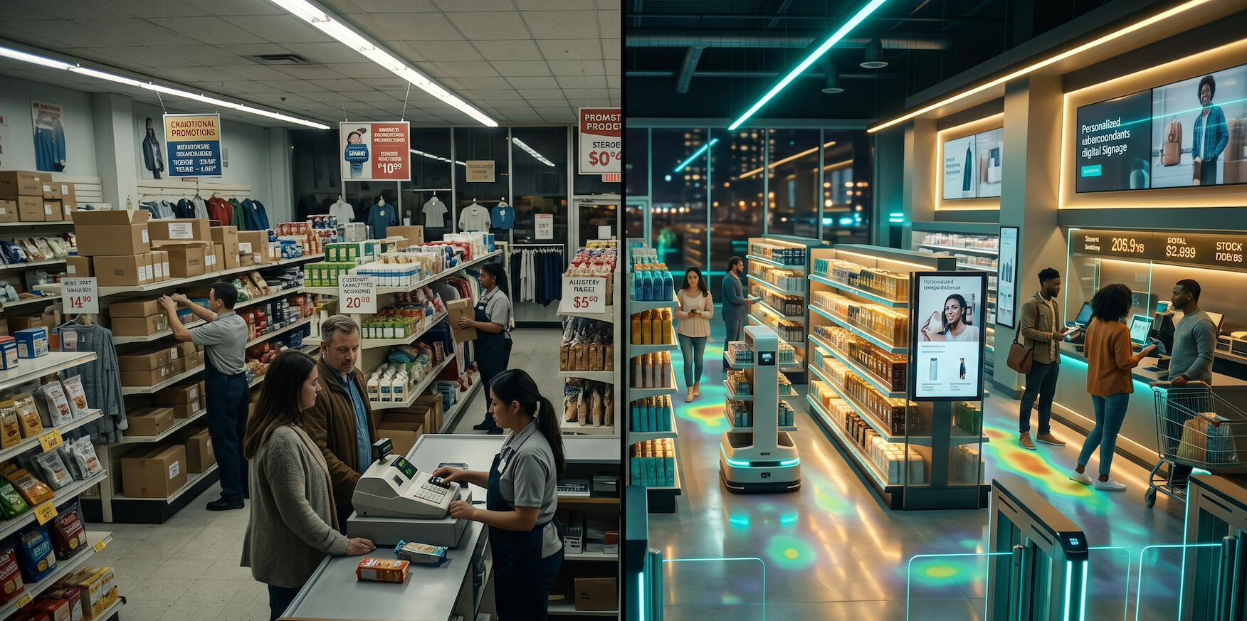 A modern retail store using AI across multiple business functions and customer touchpoints in 2026