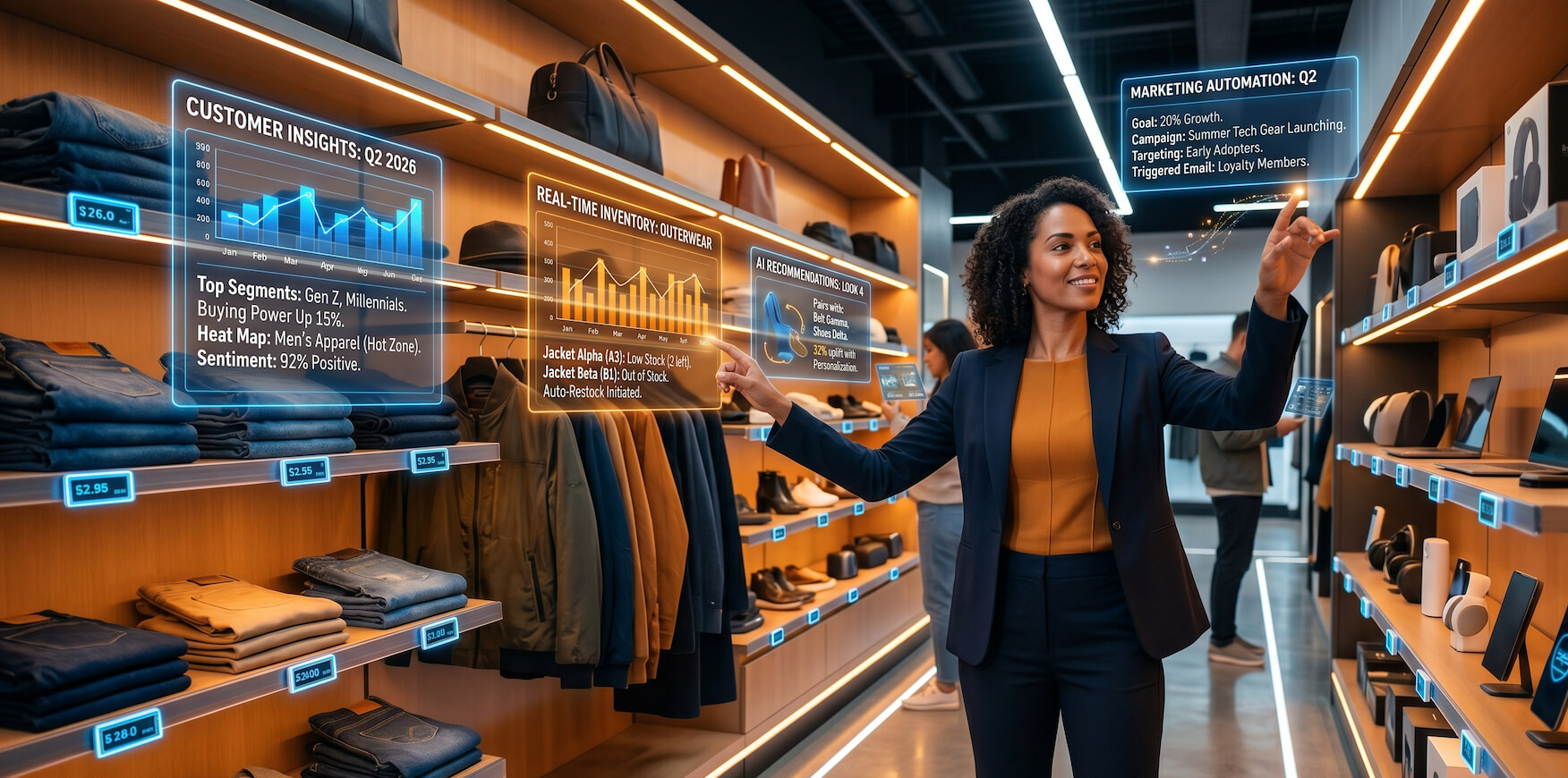 A retail store manager using the top AI apps to manage and grow their store in 2026