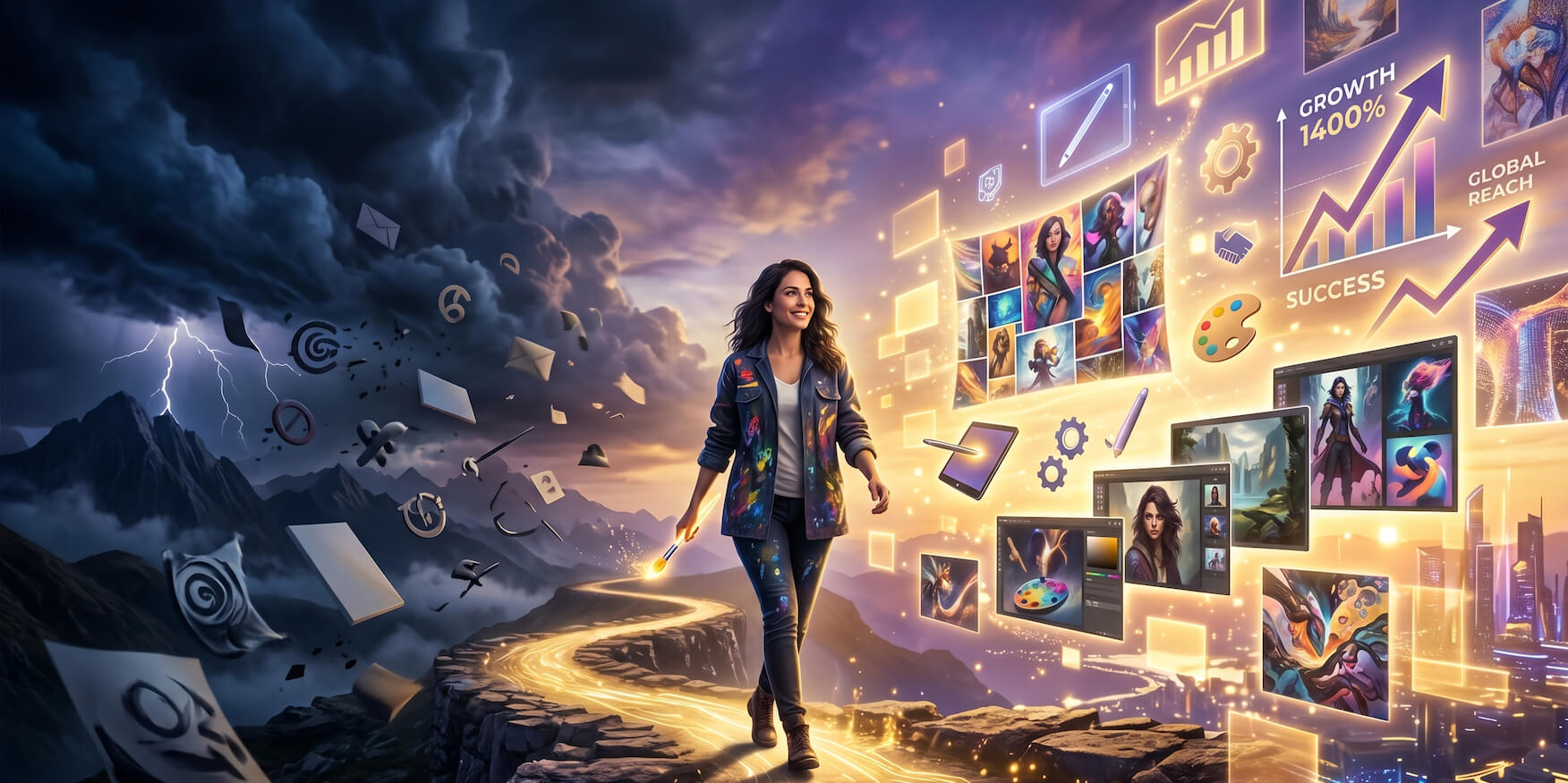 An artist discovering powerful AI solutions to creative and business challenges in 2026