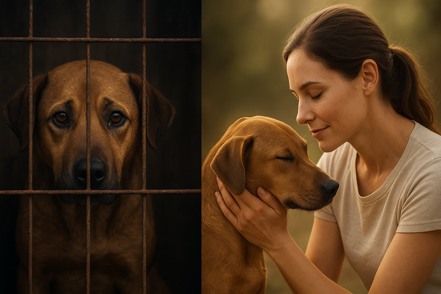 Visual representation of the connection between animal cruelty and human violence, showing both abuse and compassion.