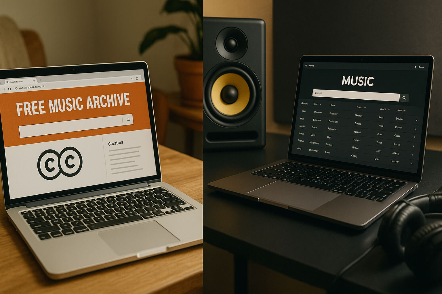 Comparison between Free Music Archives and Commercial Libraries for music creators.