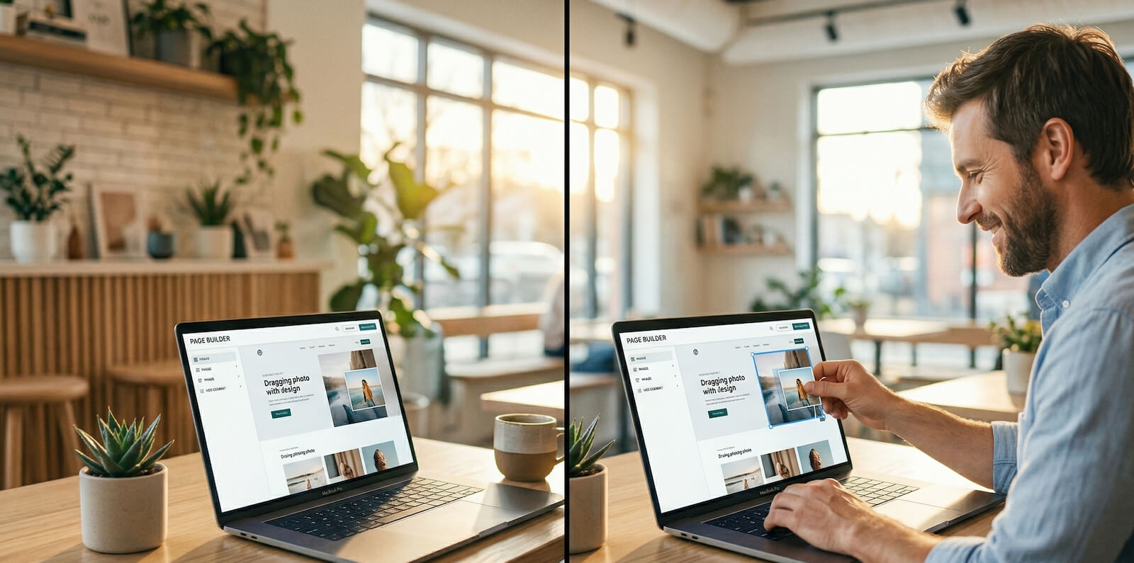 Small business owner creating a professional website without coding