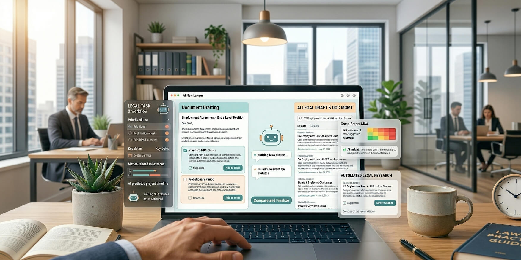 Lawyer using AI tools to improve productivity and workflow efficiency