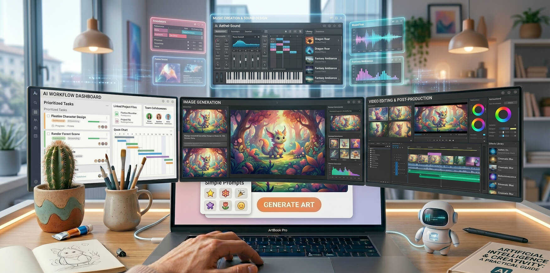 Comparison of AI tools for artists showing different creative workflows and interfaces