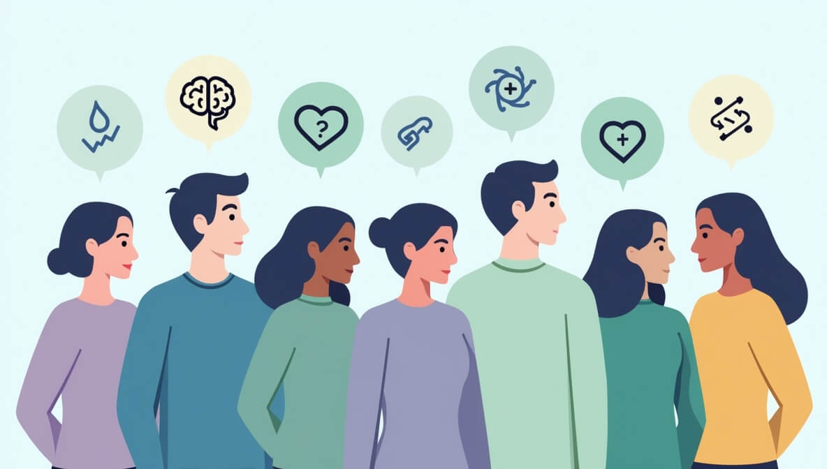 Diverse group of people symbolizing mental health awareness, breaking stigma, and promoting open conversations