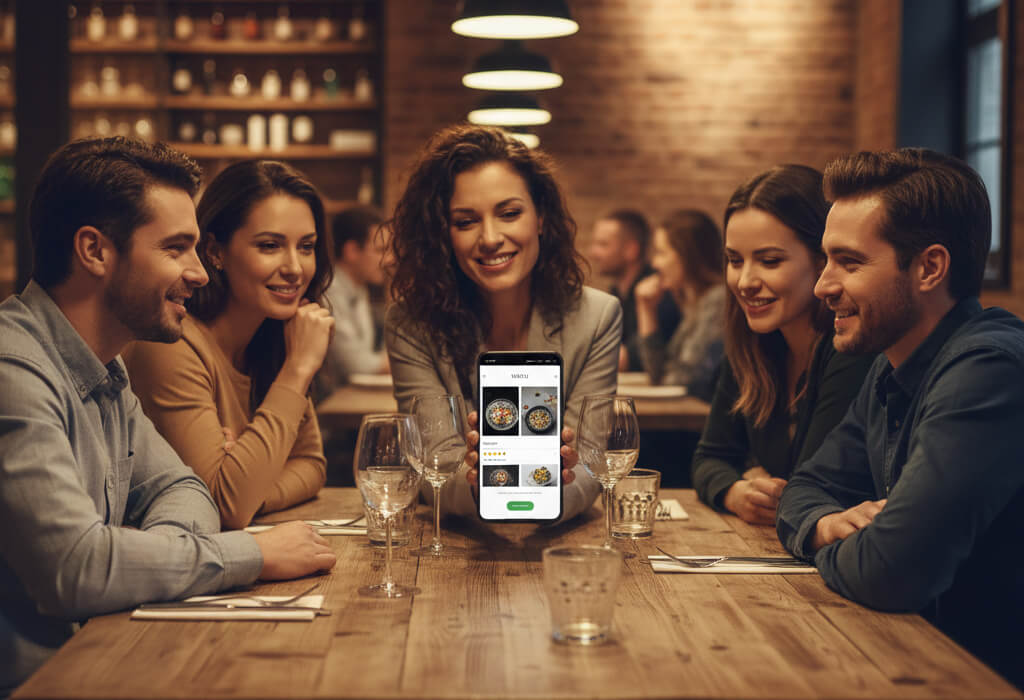 Diners trusting a restaurant with its own professional website for menus, reviews, and reservations.