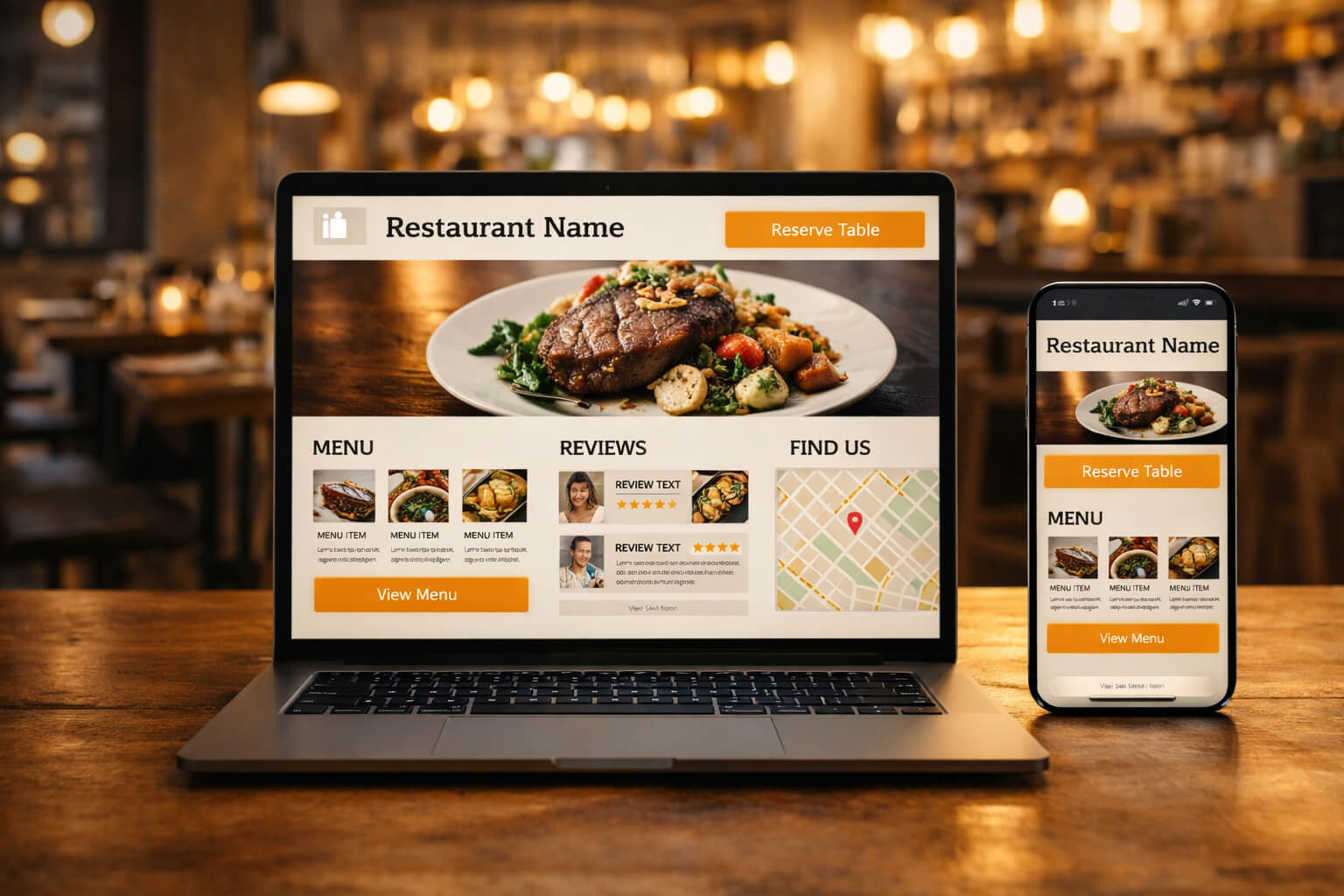Anatomy of a perfect restaurant website showing menu, reviews, booking, and local SEO elements.