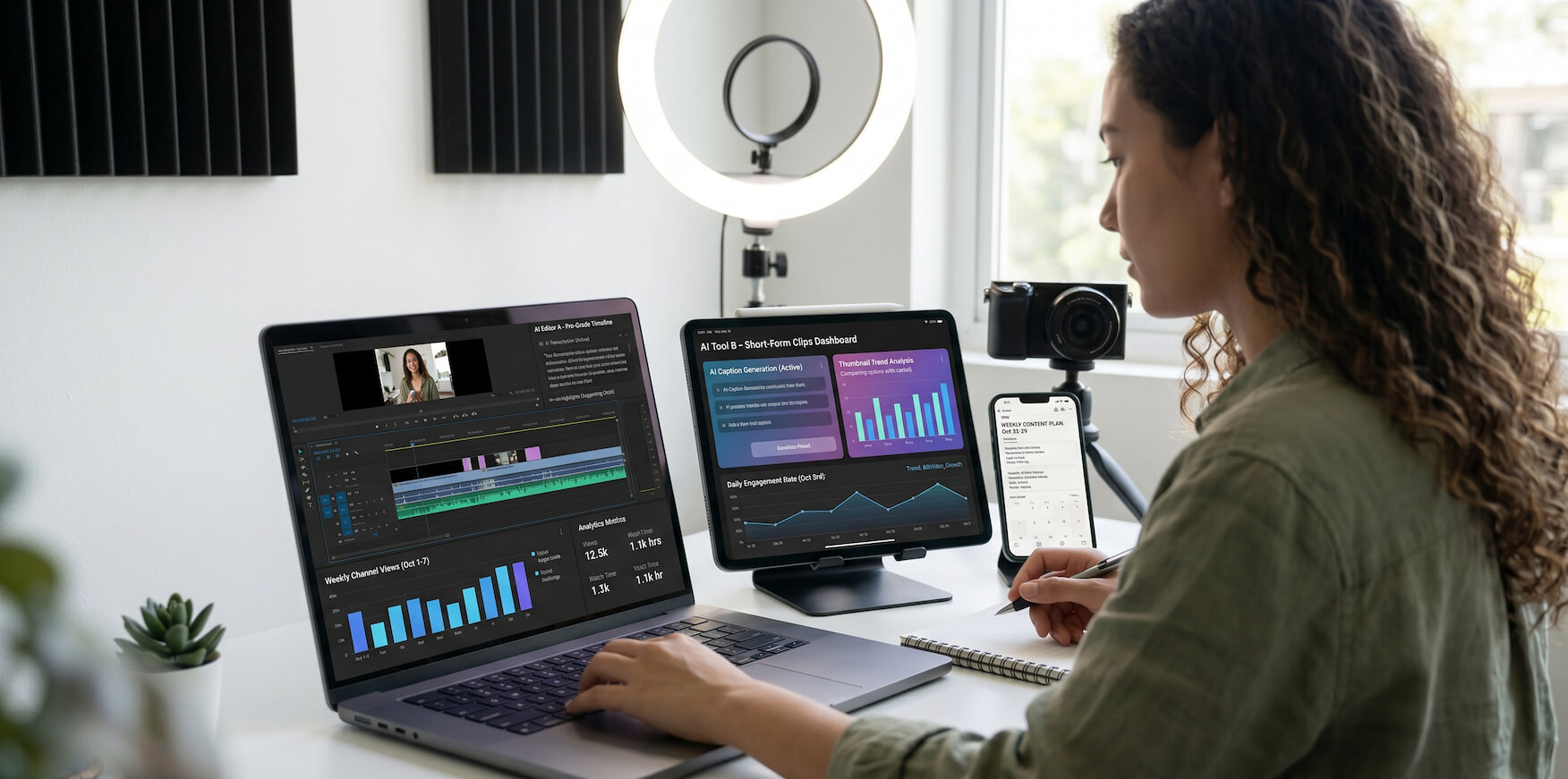Comparison of AI tools for influencers showing different content creation workflows