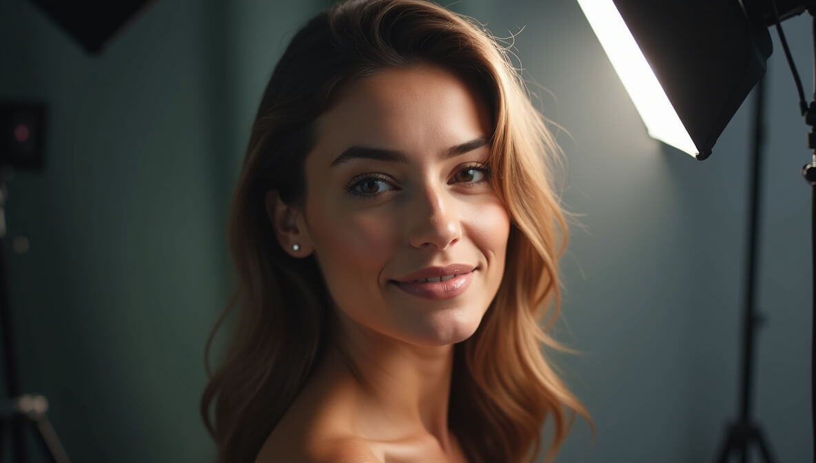 Photographer capturing golden hour portrait using natural light and reflector outdoors.