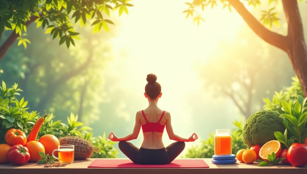 Healthy lifestyle elements like fruits, vegetables, exercise, and meditation that strengthen the immune system.