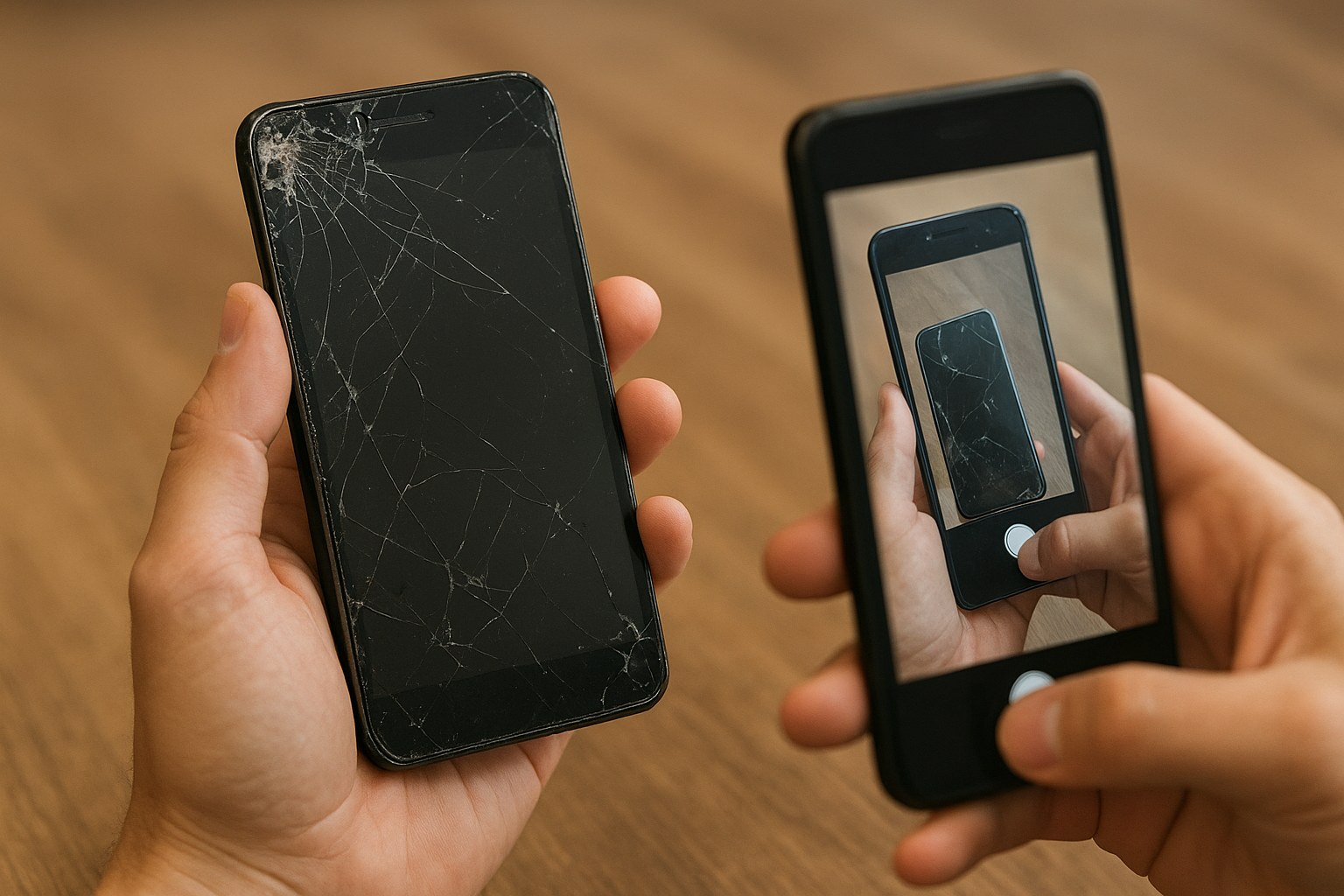 Injured person photographing a defective product as evidence for a claim.