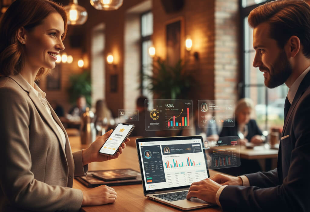 Tech-savvy restaurant using digital loyalty tools and online ordering to encourage repeat customers.