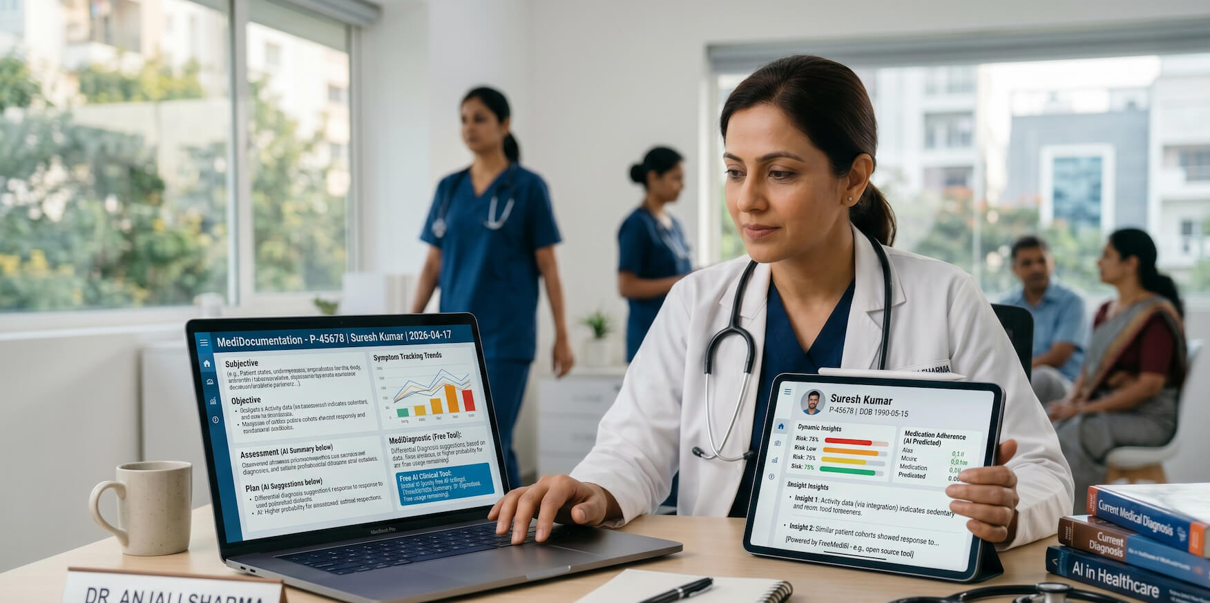 Healthcare professional using free AI tools to manage operations and patient care