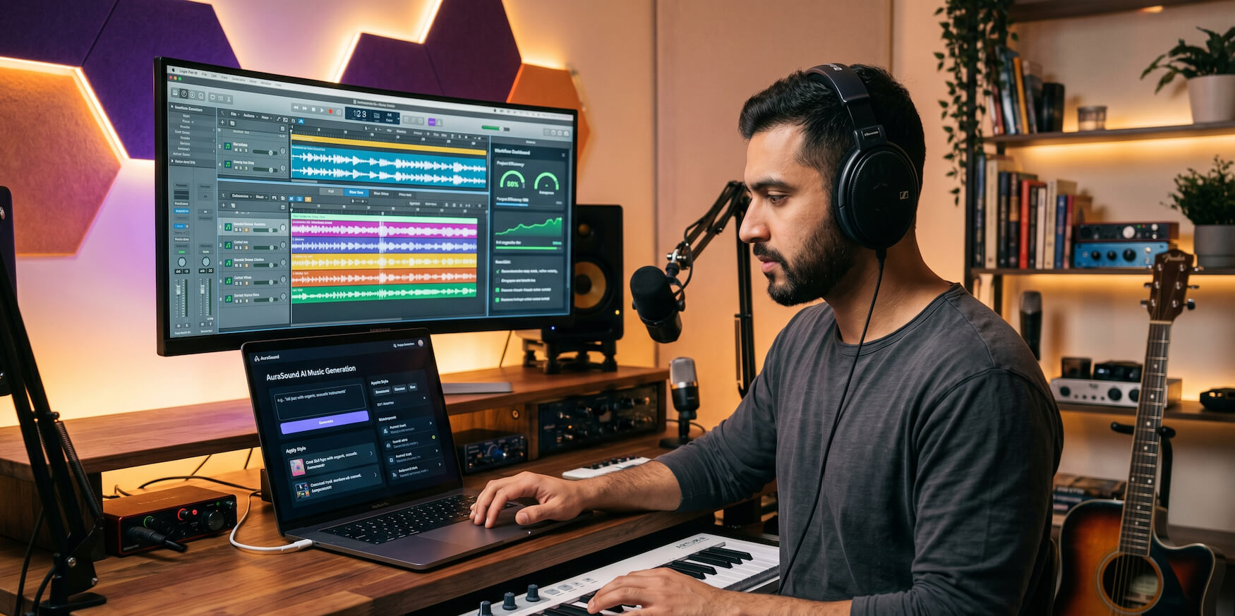 Musician using AI tools to improve productivity and create music faster