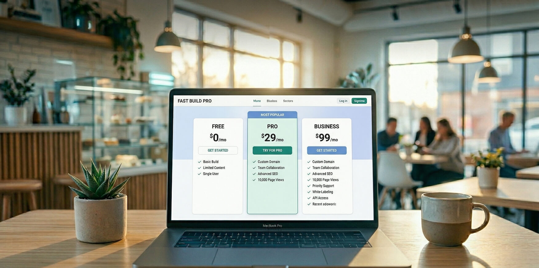 Website builder pricing plans displayed on a clean modern interface