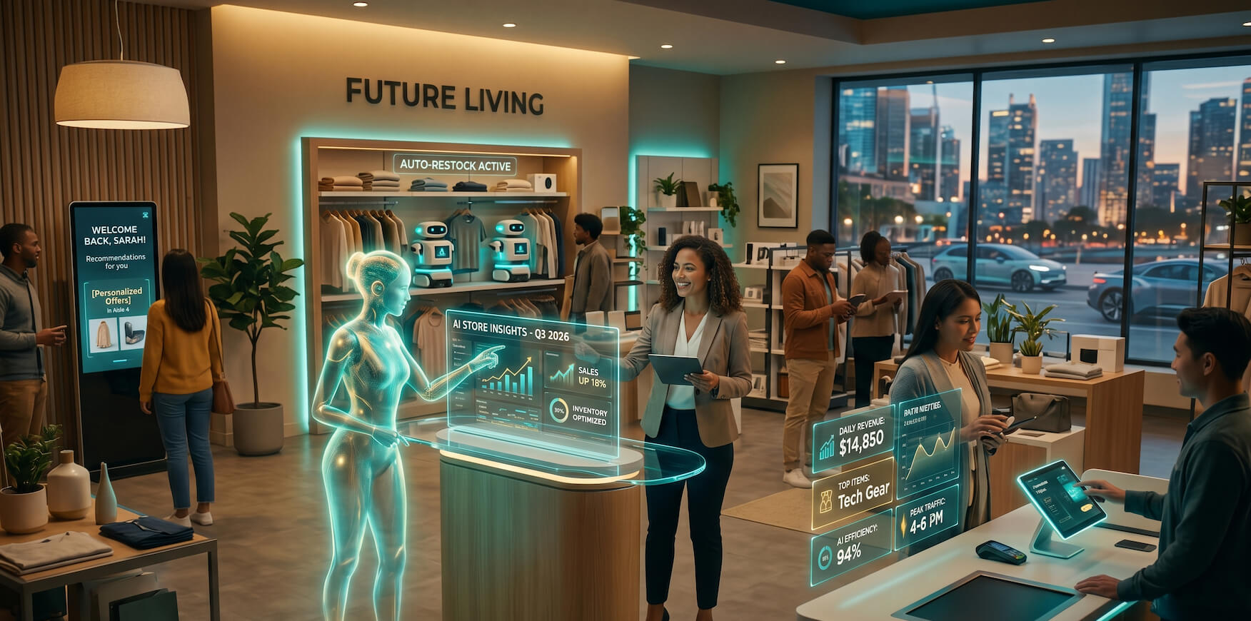 AI helping a retail store owner manage operations, serve customers and grow their business in 2026