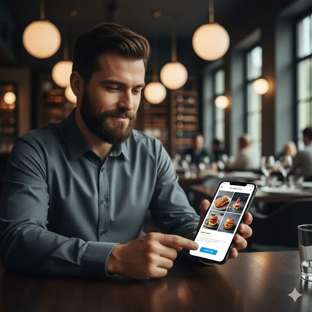 Professional restaurant website building trust with diners through clear menus, reviews, and strong visuals.