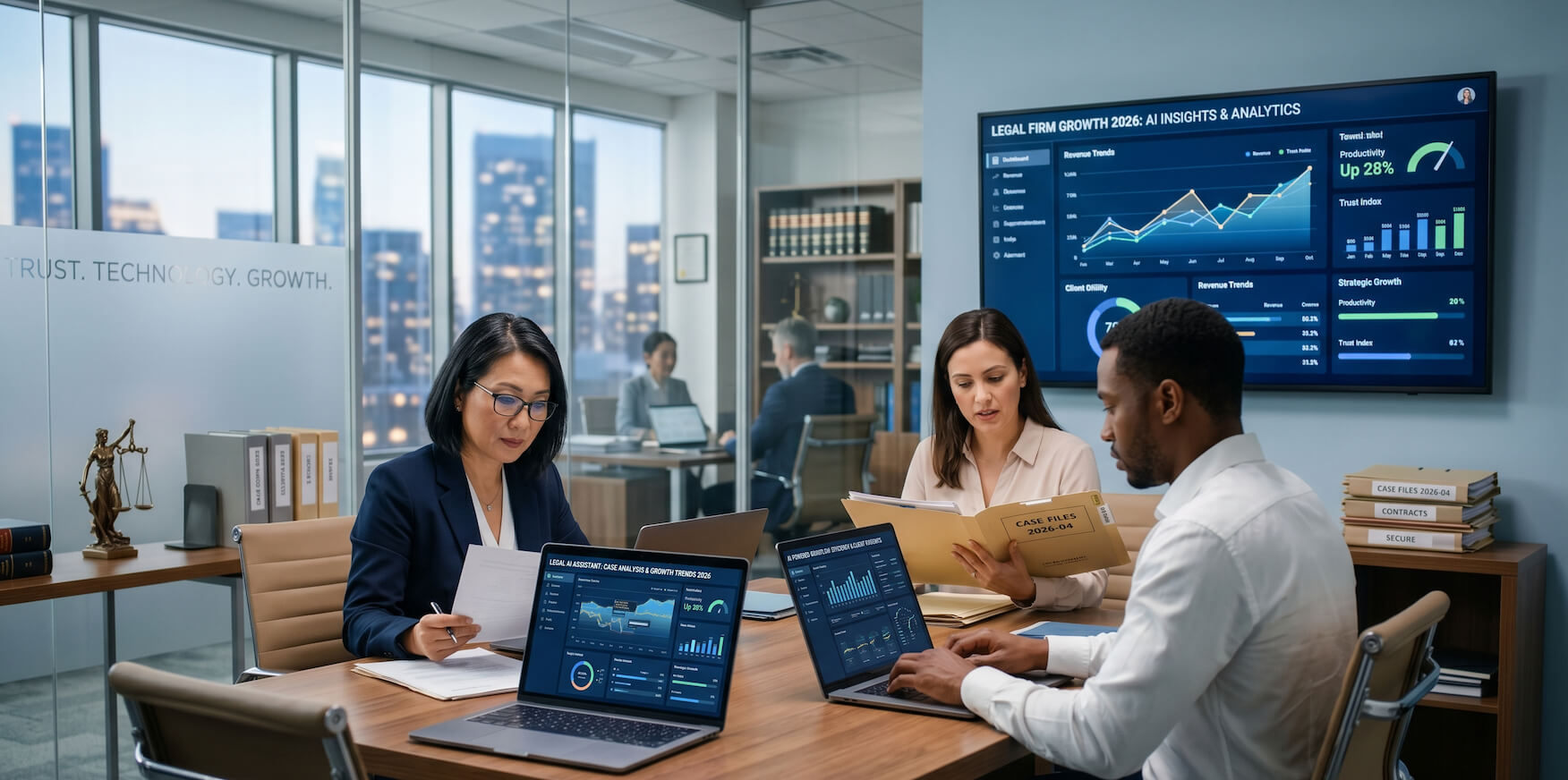 AI tools helping a modern legal firm grow in 2026 through automation, legal research, client communication, and website-driven lead generation