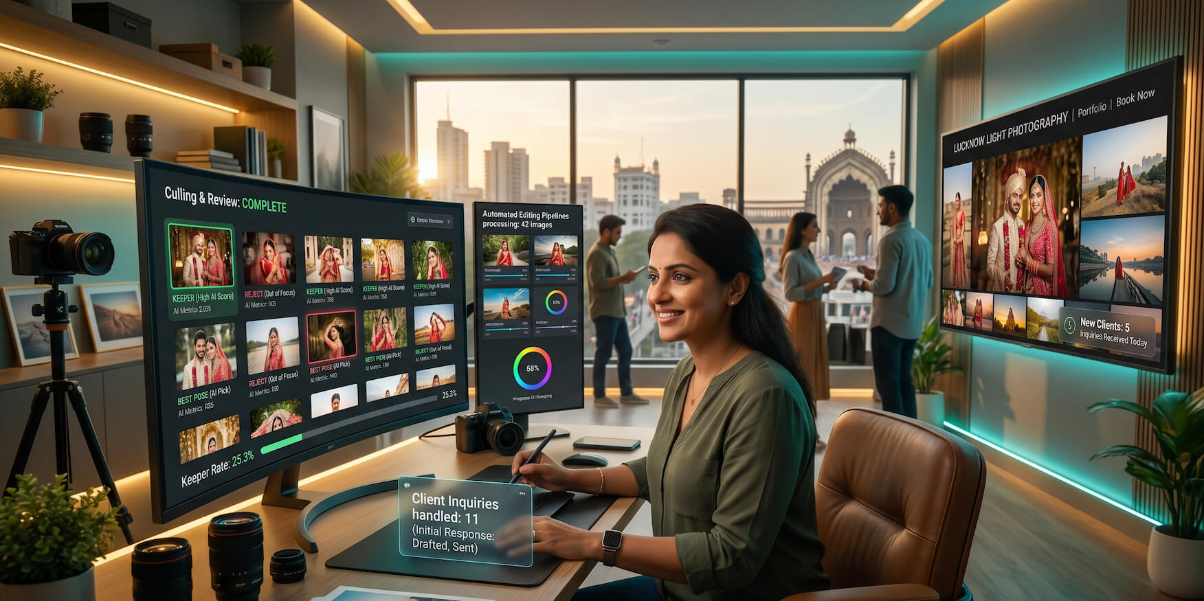 AI helping a professional photographer edit faster, manage clients and grow their photography business in 2026