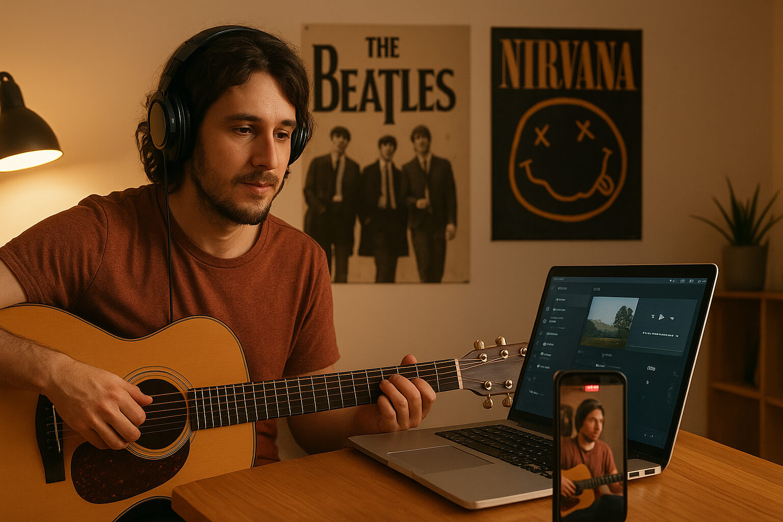 Independent musician promoting their music online using streaming platforms and social media.