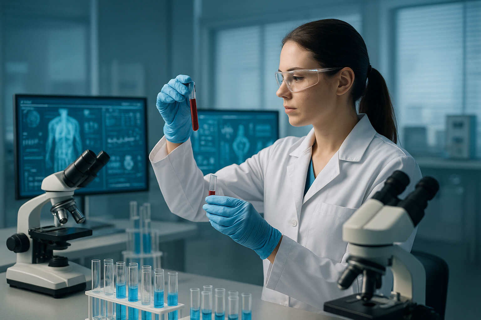 Scientists conducting groundbreaking medical research in a laboratory.