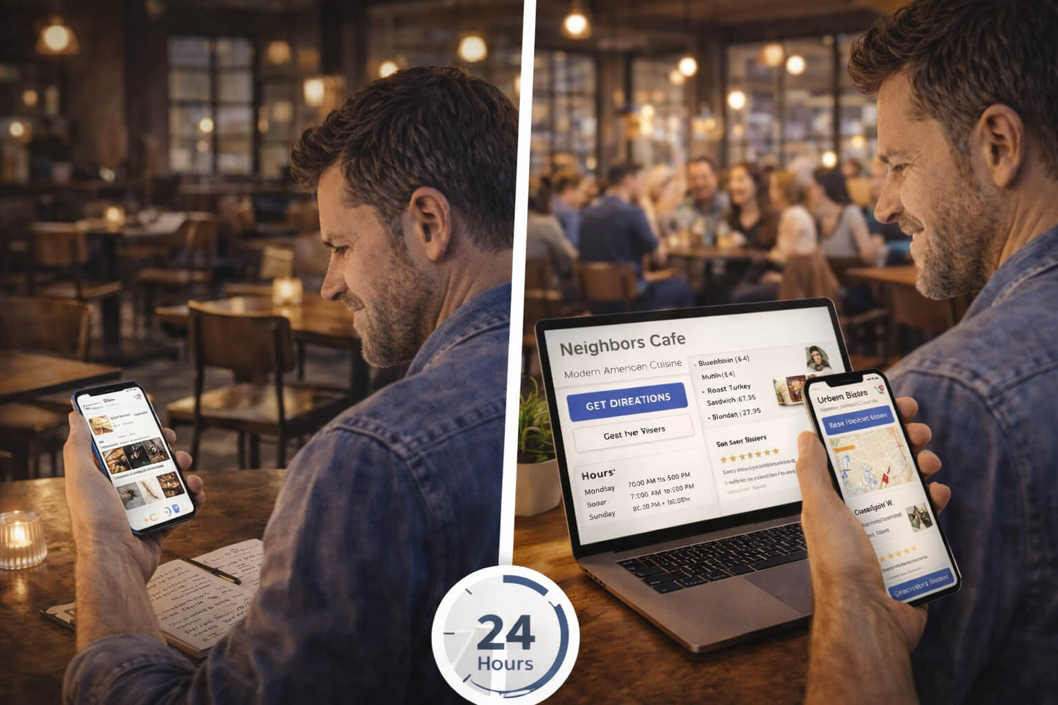 Café switching from Instagram to its own website and increasing foot traffic and customer trust.