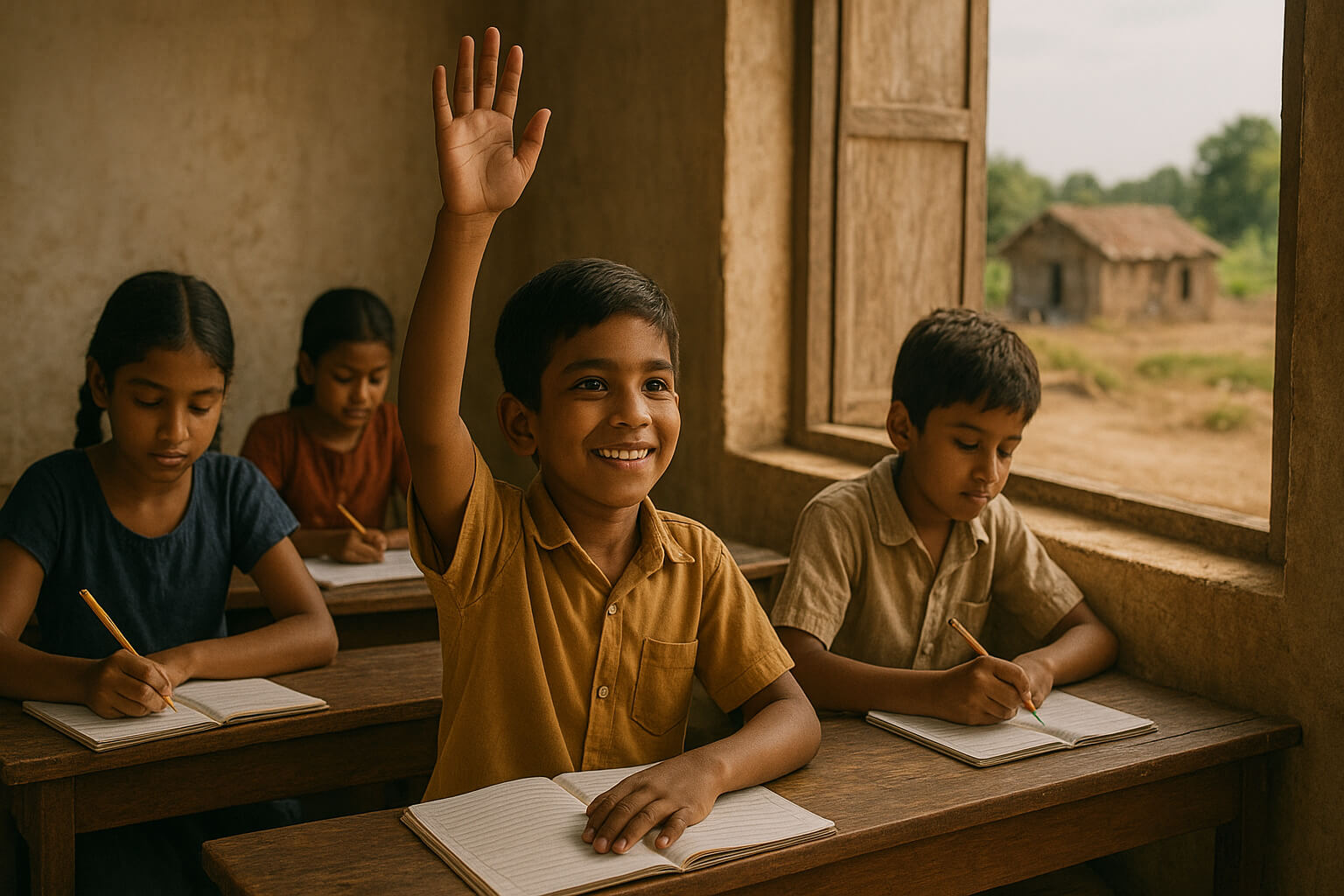 Children in a rural classroom gaining education as a tool to break the cycle of poverty.