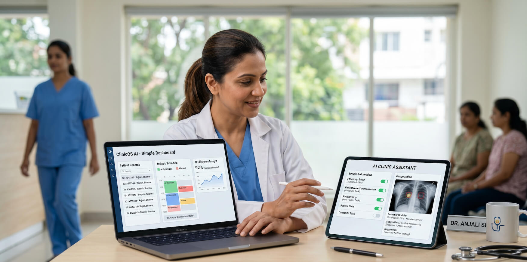 Healthcare professional using simple AI tools to manage and grow their business
