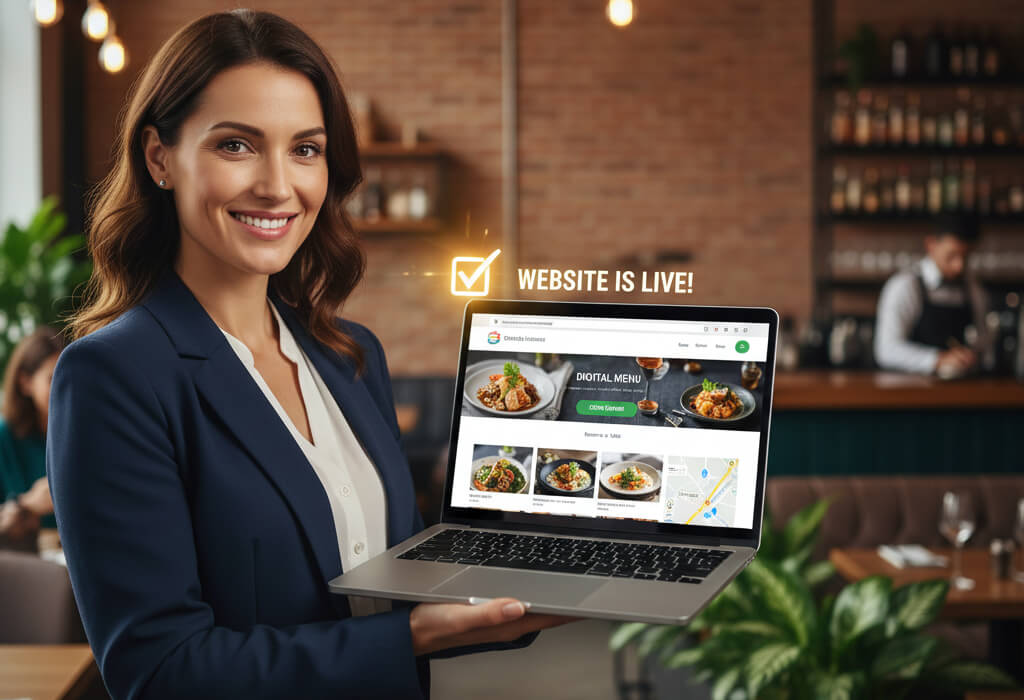 Restaurant owner launching a professional website to attract diners and increase bookings.