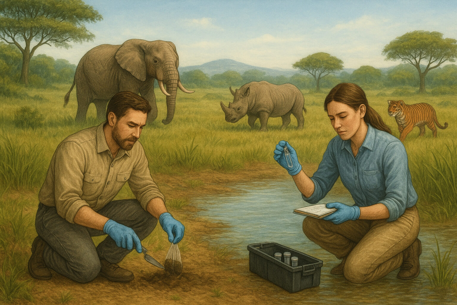 Scientists using DNA analysis to protect endangered species and monitor wildlife populations.