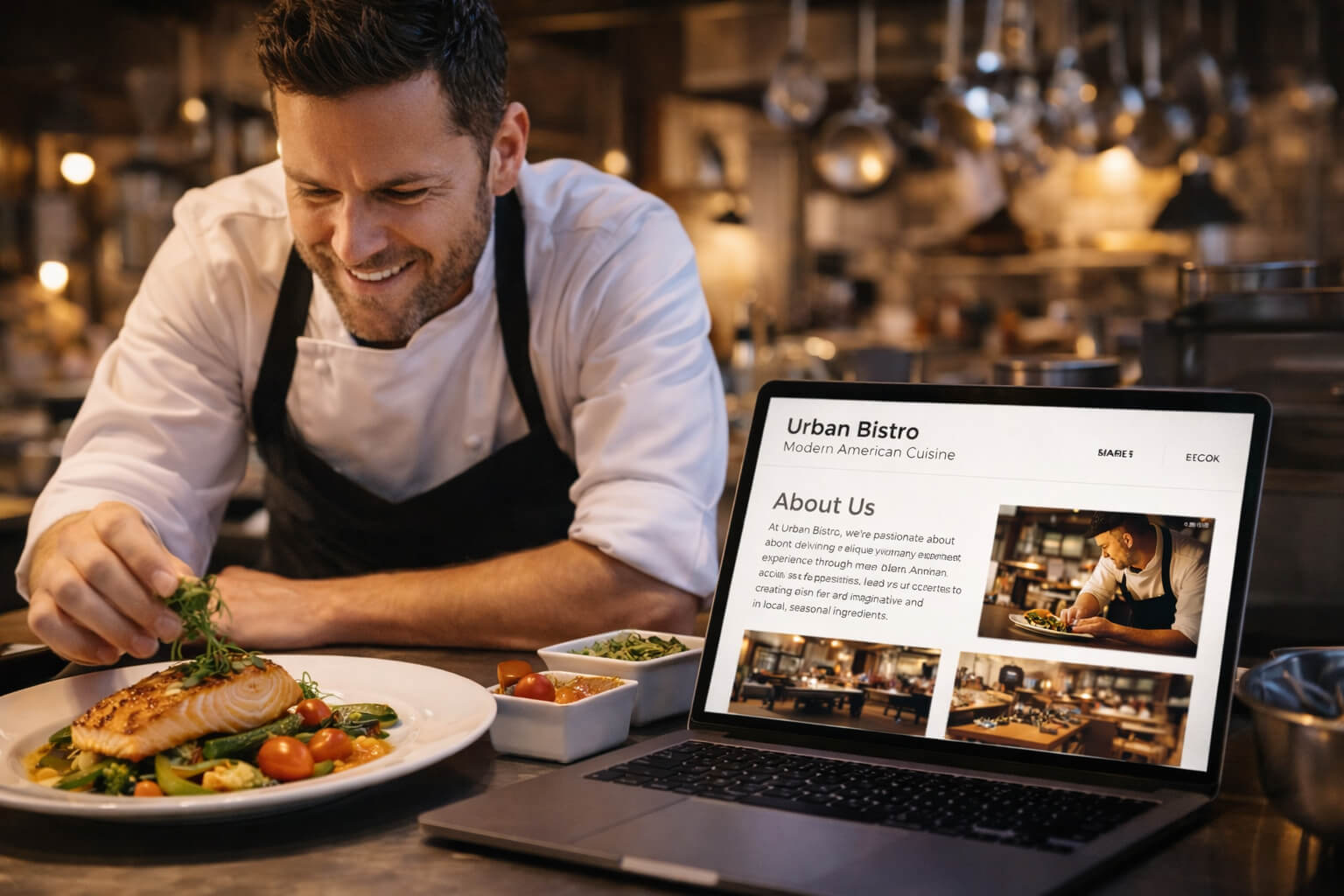 Storytelling on a restaurant website building emotional connection and trust with diners.