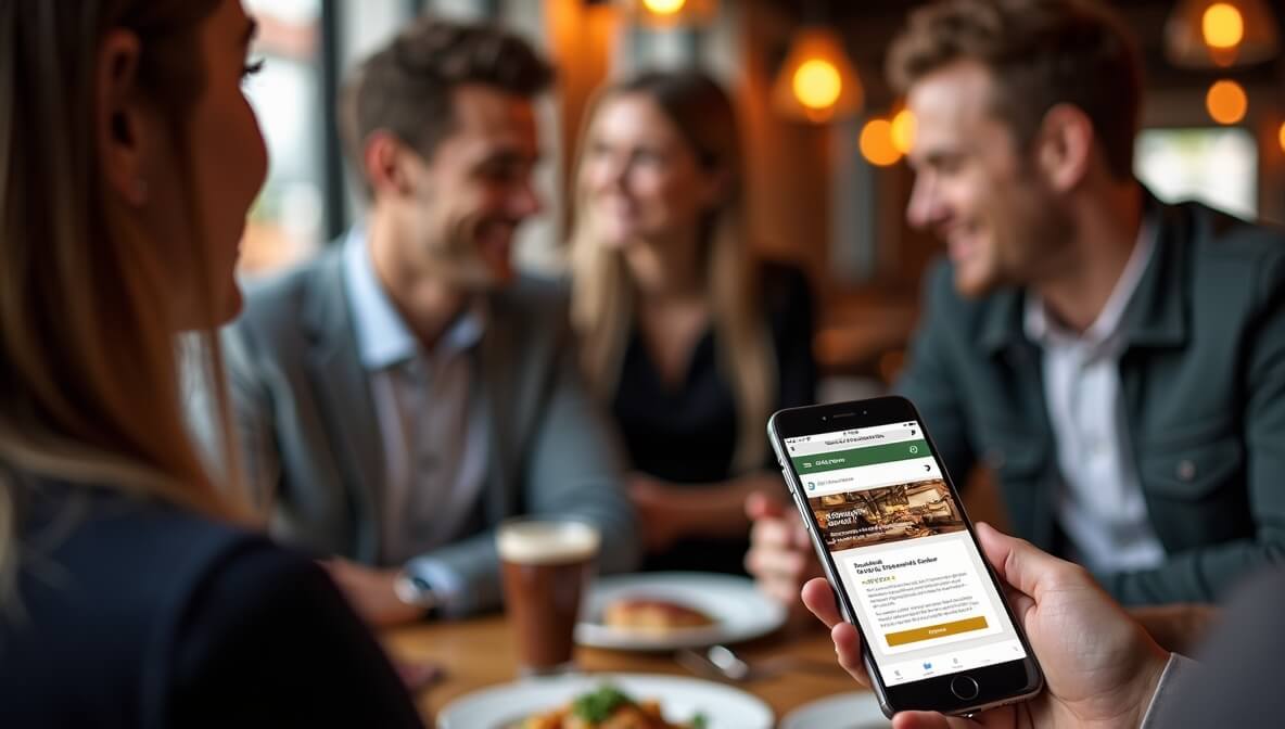 Word-of-mouth recommendations leading diners to verify a restaurant through its website online.