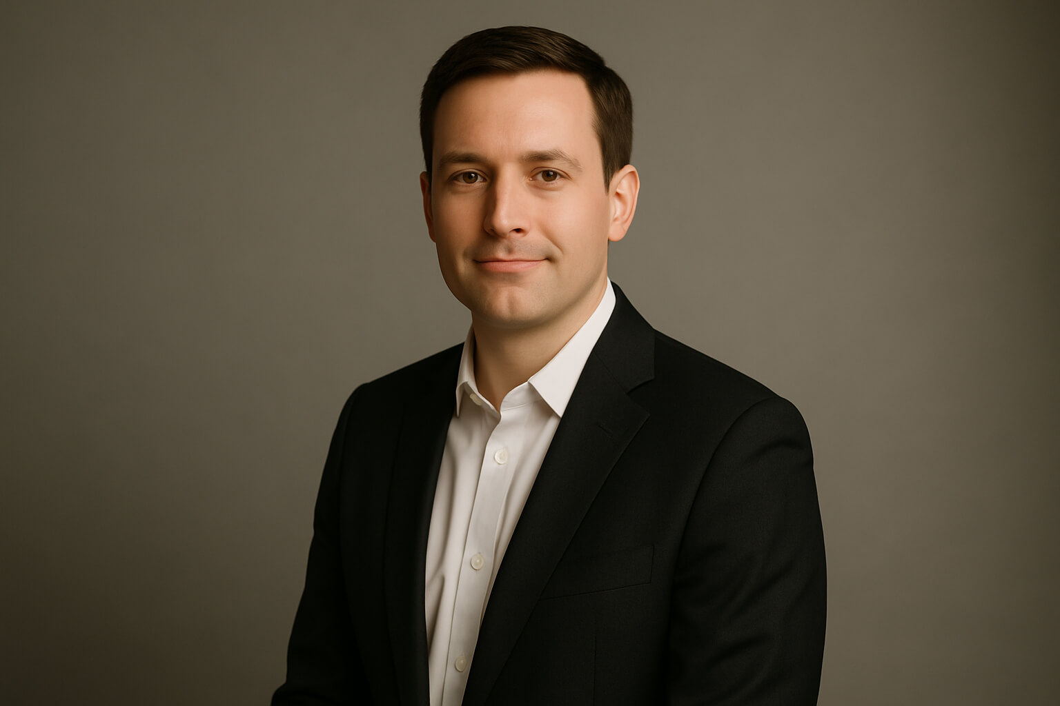 Professional headshot of a person posing confidently in studio lighting with a clean, neutral background.