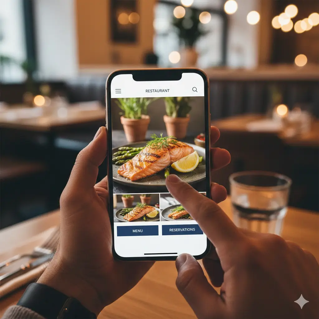 High-quality restaurant website photos influencing diners’ decisions and increasing reservations.