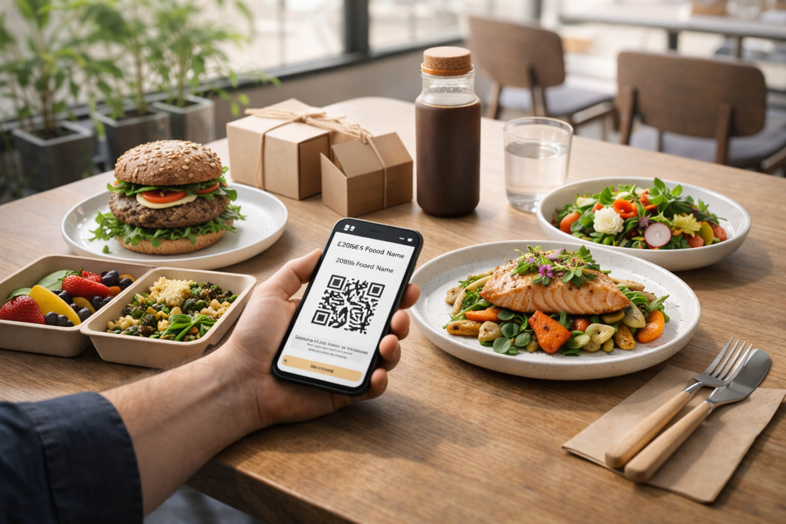 Popular food trends in 2026 including plant-based dining, digital menus, and sustainable restaurant practices.